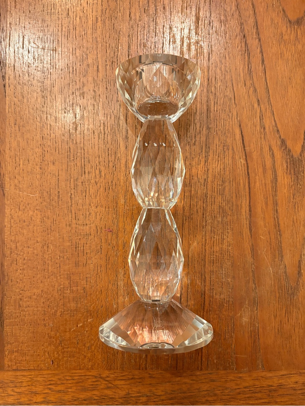 Oleg Cassini Crystal Diamond Cut Candle Holder GORGEOUS LUXURY